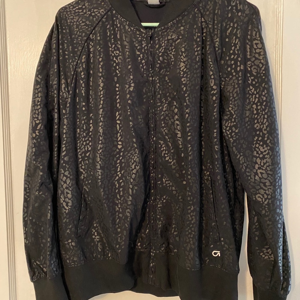 GapFit Black Leopard Warmup Jacket